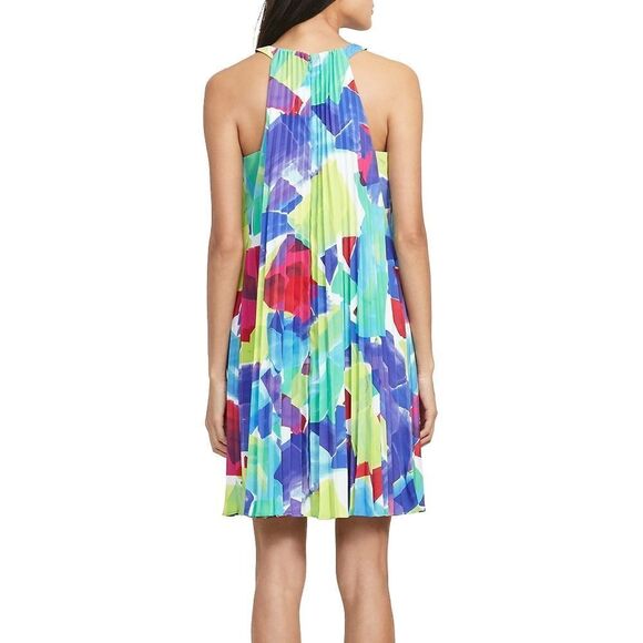 New! RALPH LAUREN Women's Abstract Print Pleated Dress Size 14 Multicolored - Picture 3 of 3